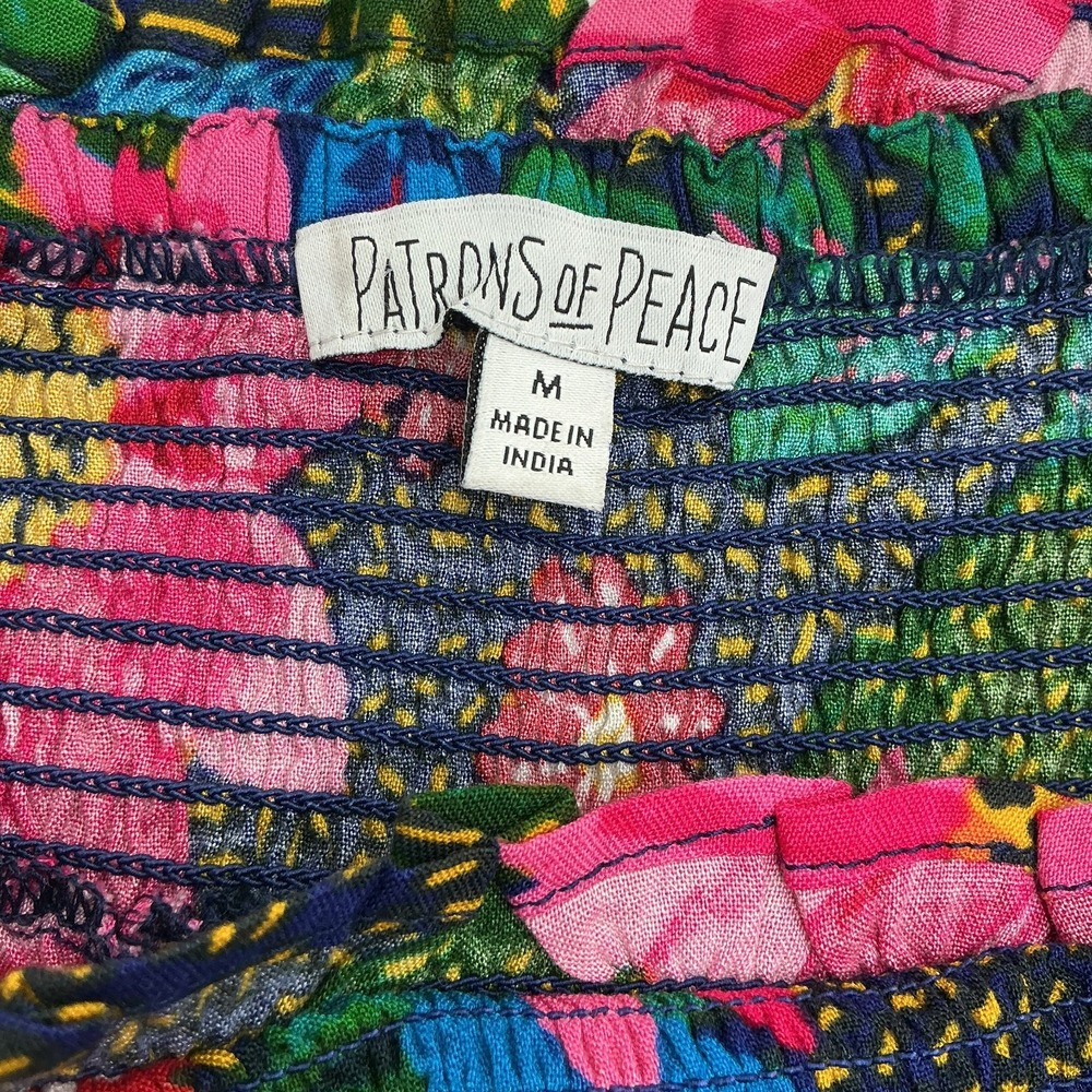 Patrons of Peace Smocked Wide-Leg Pants Size M Floral Dopamine BOHO Festival NWT - Picture 7 of 9